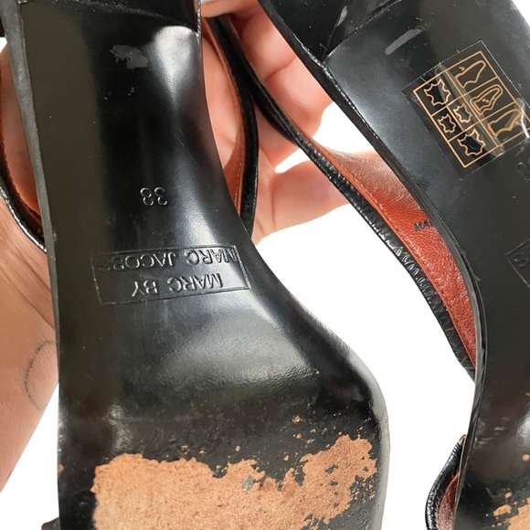 Marc by Marc jacobs Y2K leather t strap logo sandal 38 7.5‎ - Picture 3 of 5